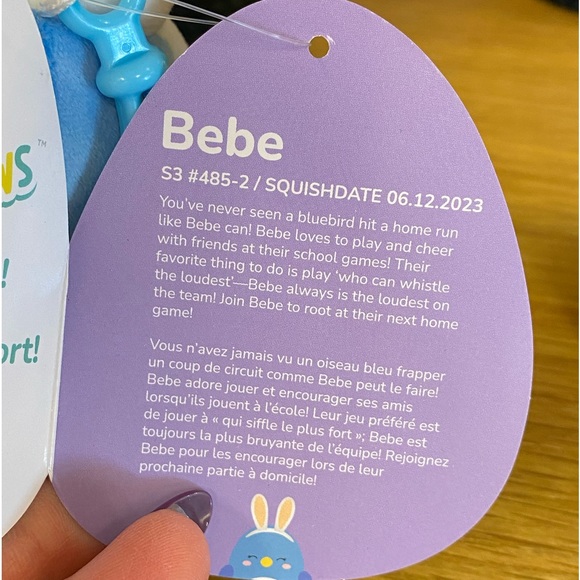 Squishmallow Easter Bebe Clip Bluebird So Cuteee - Picture 3 of 8